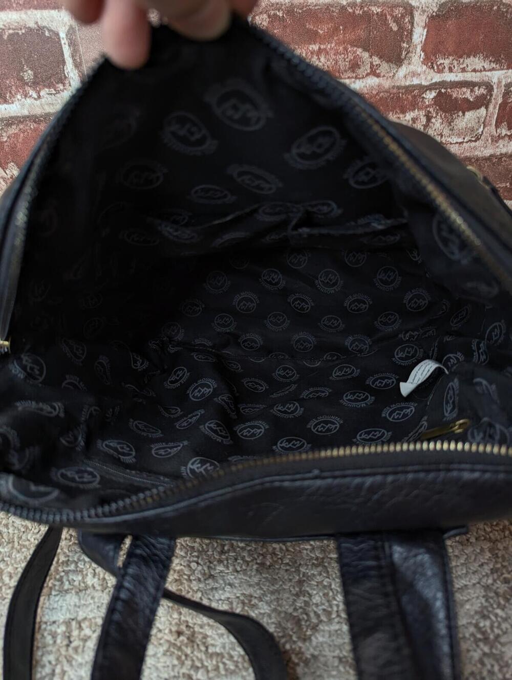 White Mountain Vegan Leather Backpack - Black Embroided Purse - Zip Top - Picture 9 of 9